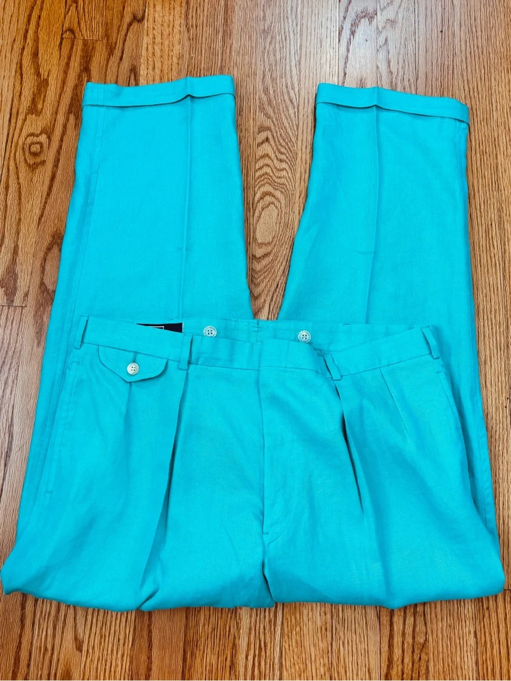 Vintage 90s POLO Ralph Lauren Linen Pleated Cuffed Slacks Resort Causal Men Pant